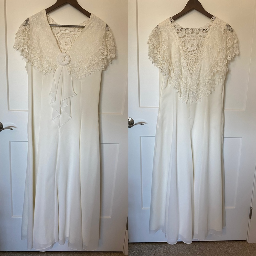 Vintage white lace wedding gown